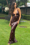 Sexy Teardrop Sequin Spaghetti Strap Evening Dress image 1
