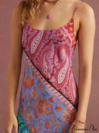 Sexy U-Neck Backless Bosnian Graceful Print Suspender Maxi Dress image 3