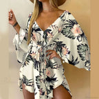 Sexy V-neck Bat Sleeve Bohemian Floral Beach Sundress image 8