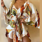Sexy V-neck Bat Sleeve Bohemian Floral Beach Sundress image 16