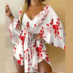 Sexy V-neck Bat Sleeve Bohemian Floral Beach Sundress image 13