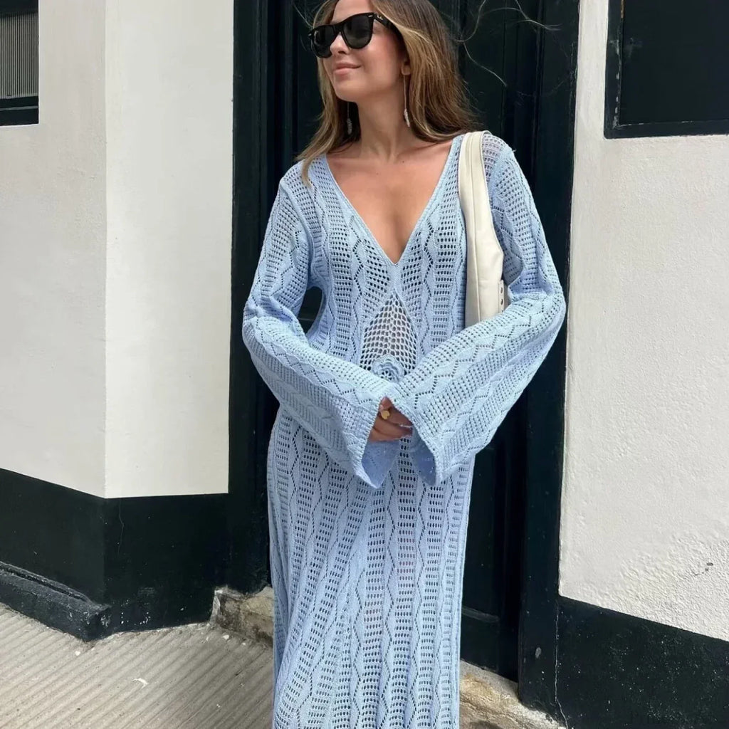 Sexy V Neck Crochet Boho Dress image 3