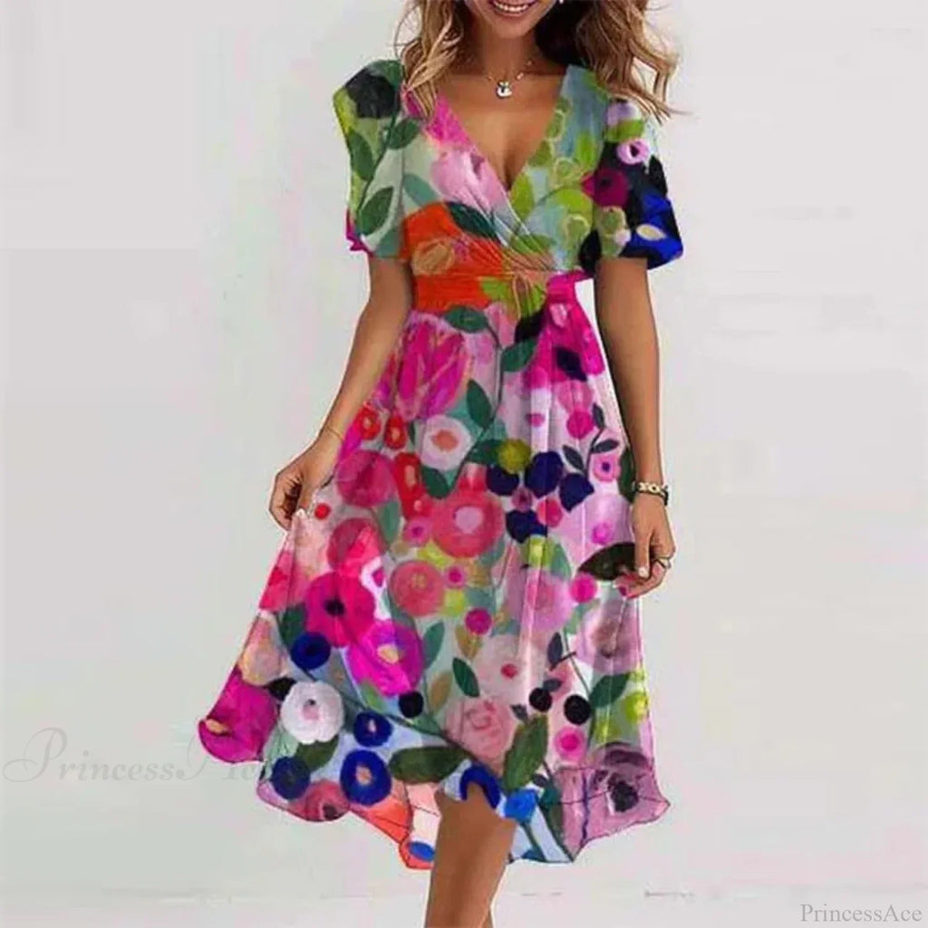 Sexy V-neck Floral Swing Dress image 9