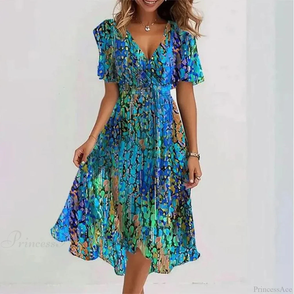 Sexy V-neck Floral Swing Dress image 2