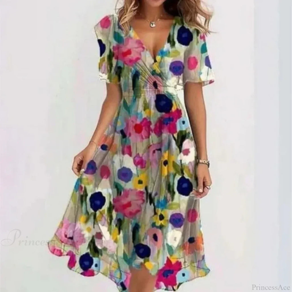 Sexy V-neck Floral Swing Dress image 6