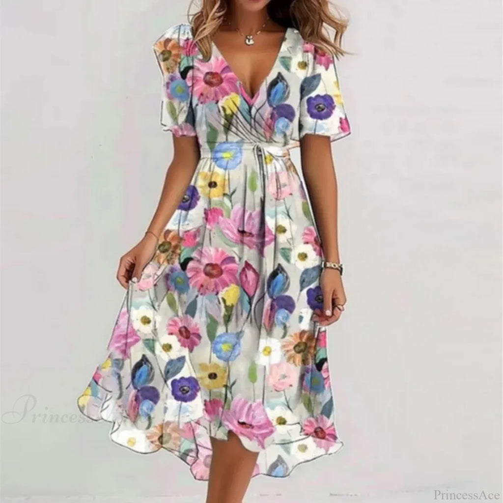 Sexy V-neck Floral Swing Dress image 1