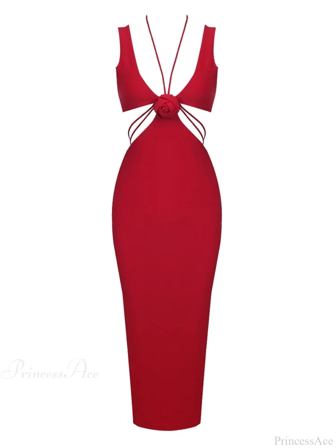 Sexy V Neck Flower Hollow Out Design Midi Dress Halter Party Dress image 7