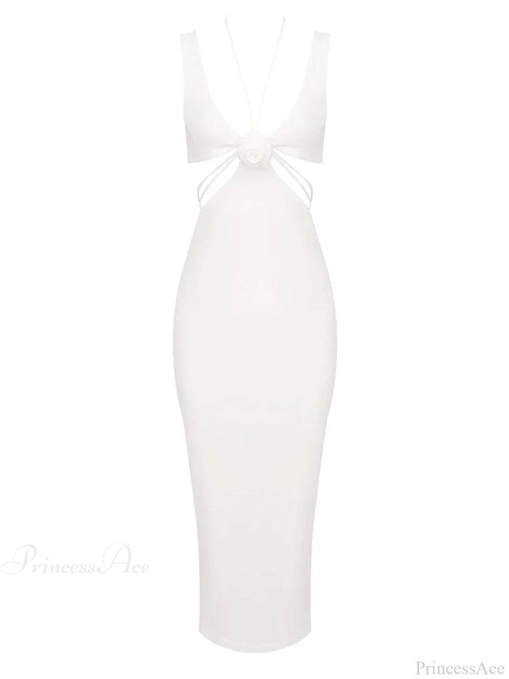 Sexy V Neck Flower Hollow Out Design Midi Dress Halter Party Dress image 8
