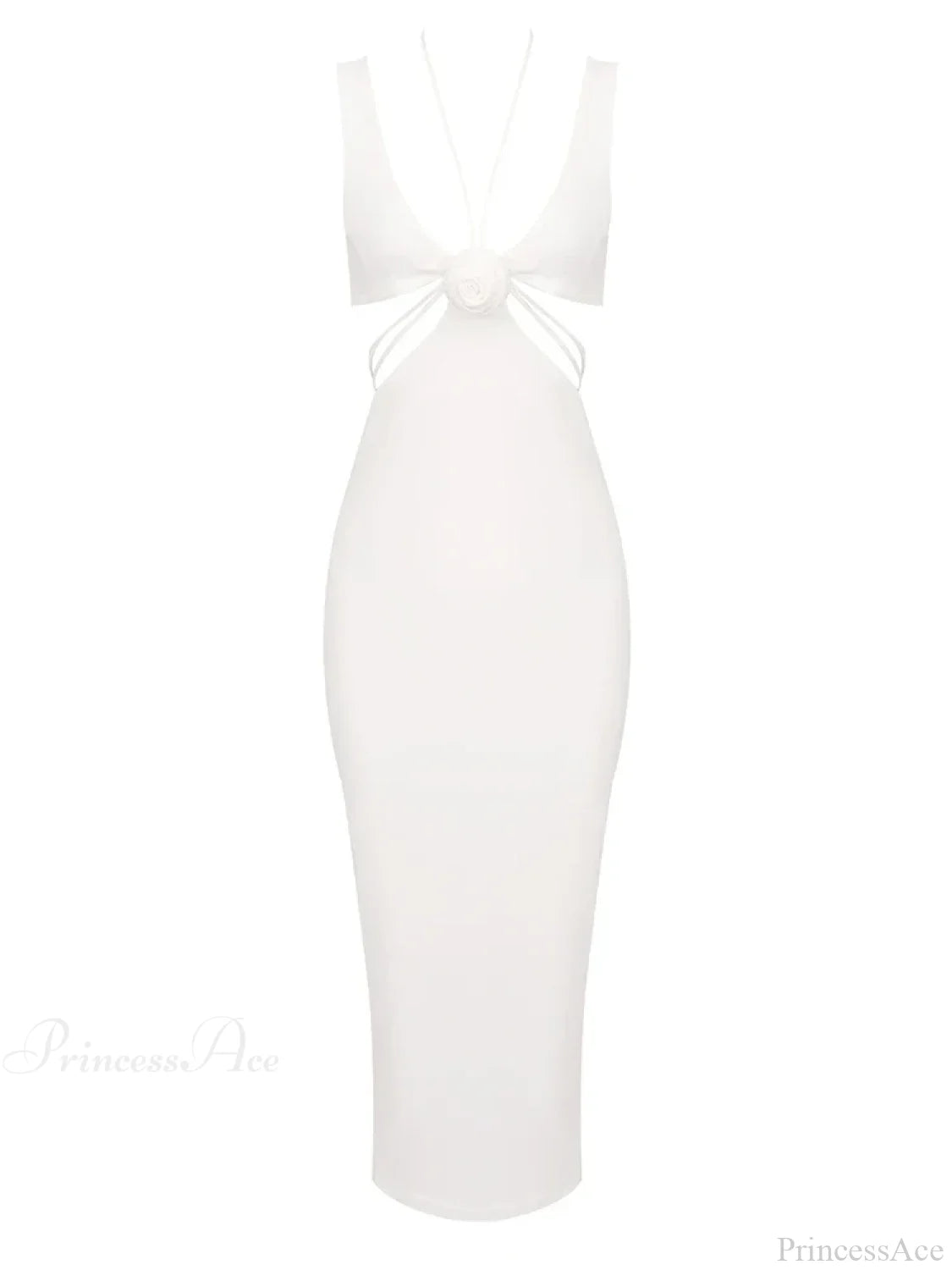 Sexy V Neck Flower Hollow Out Design Midi Dress Halter Party Dress image 8