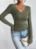 Sexy V-Neck High-Grade Spice Sweater Knitted T-shirt Women image 1
