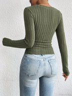 Sexy V-Neck High-Grade Spice Sweater Knitted T-shirt Women image 2