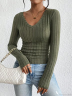 Sexy V-Neck High-Grade Spice Sweater Knitted T-shirt Women image 5