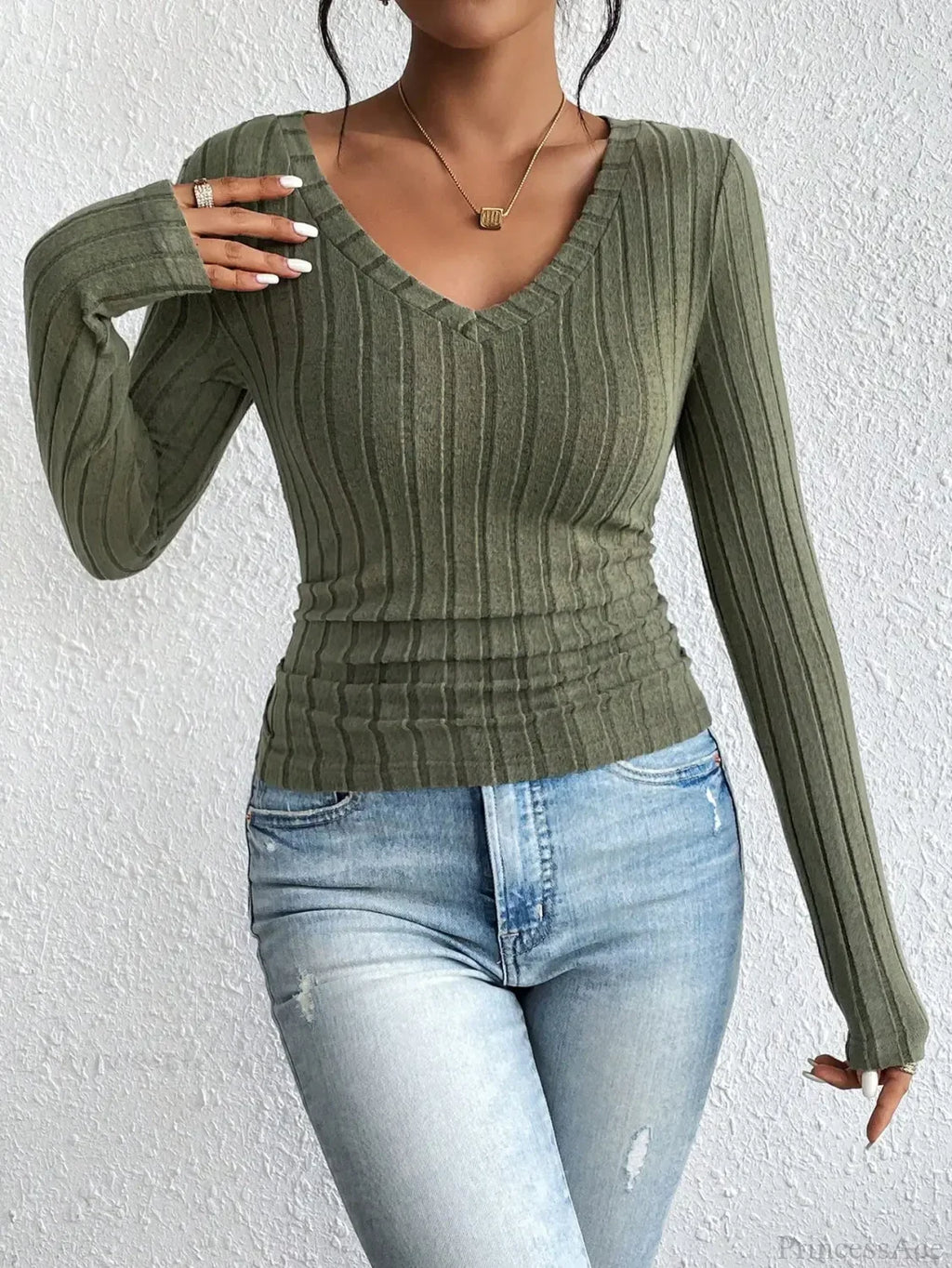 Sexy V-Neck High-Grade Spice Sweater Knitted T-shirt Women image 4