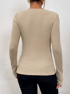 Sexy V-Neck Pleated Knotted Long Sleeve Knitted T-shirt Women image 2