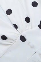 Sexy V Neck Polka Dot Lantern Sleeve Waist Cinching Fitted Mini Dress image 4