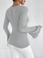 Sexy V-Neck Solid Color Slim Long Sleeve T-shirt Women image 2