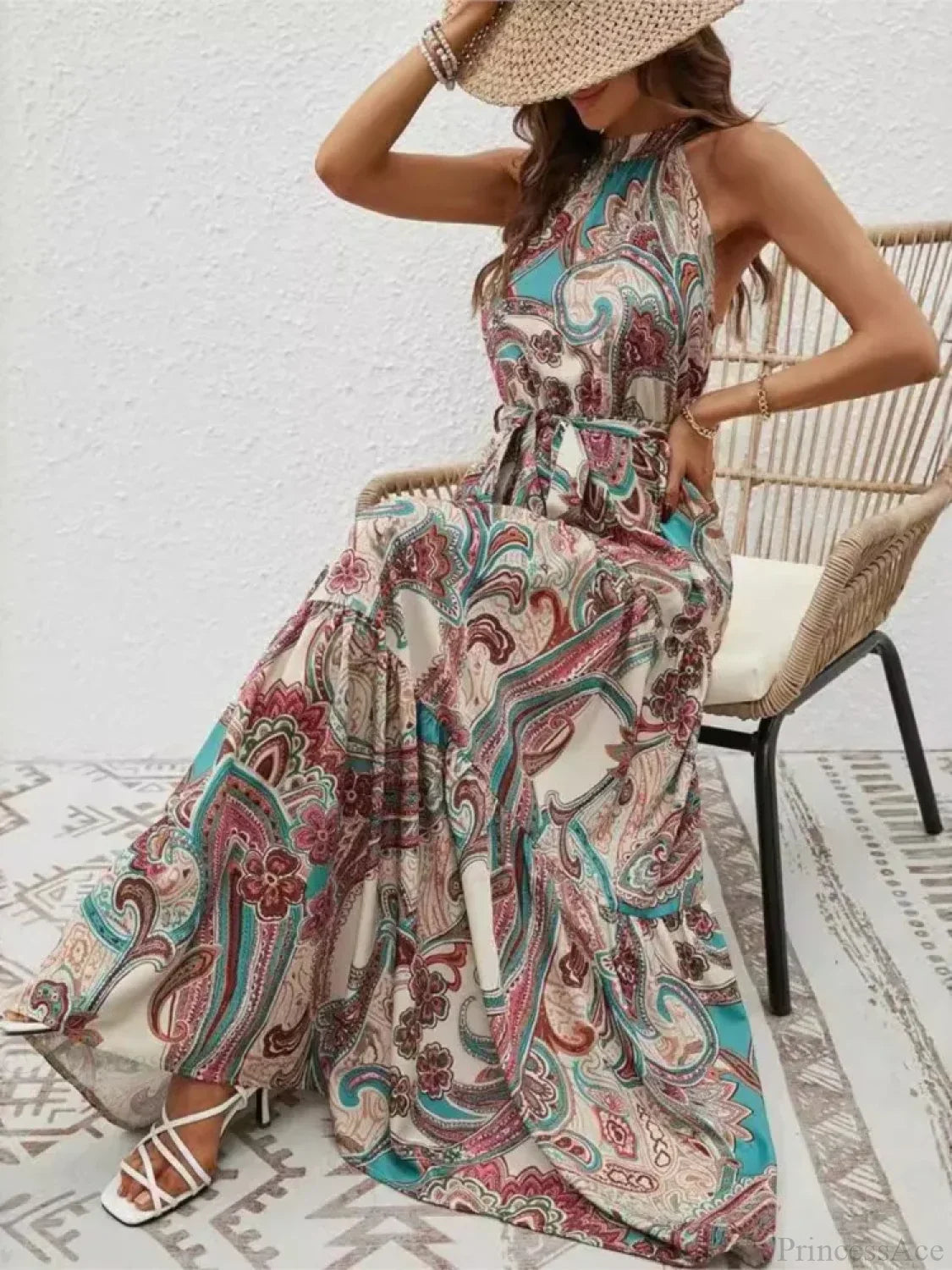 Sexy Vintage Hanging Neck Boho Dress image 3
