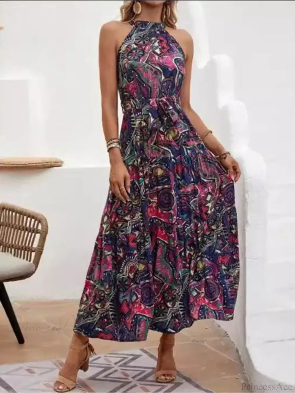 Sexy Vintage Hanging Neck Boho Dress image 2