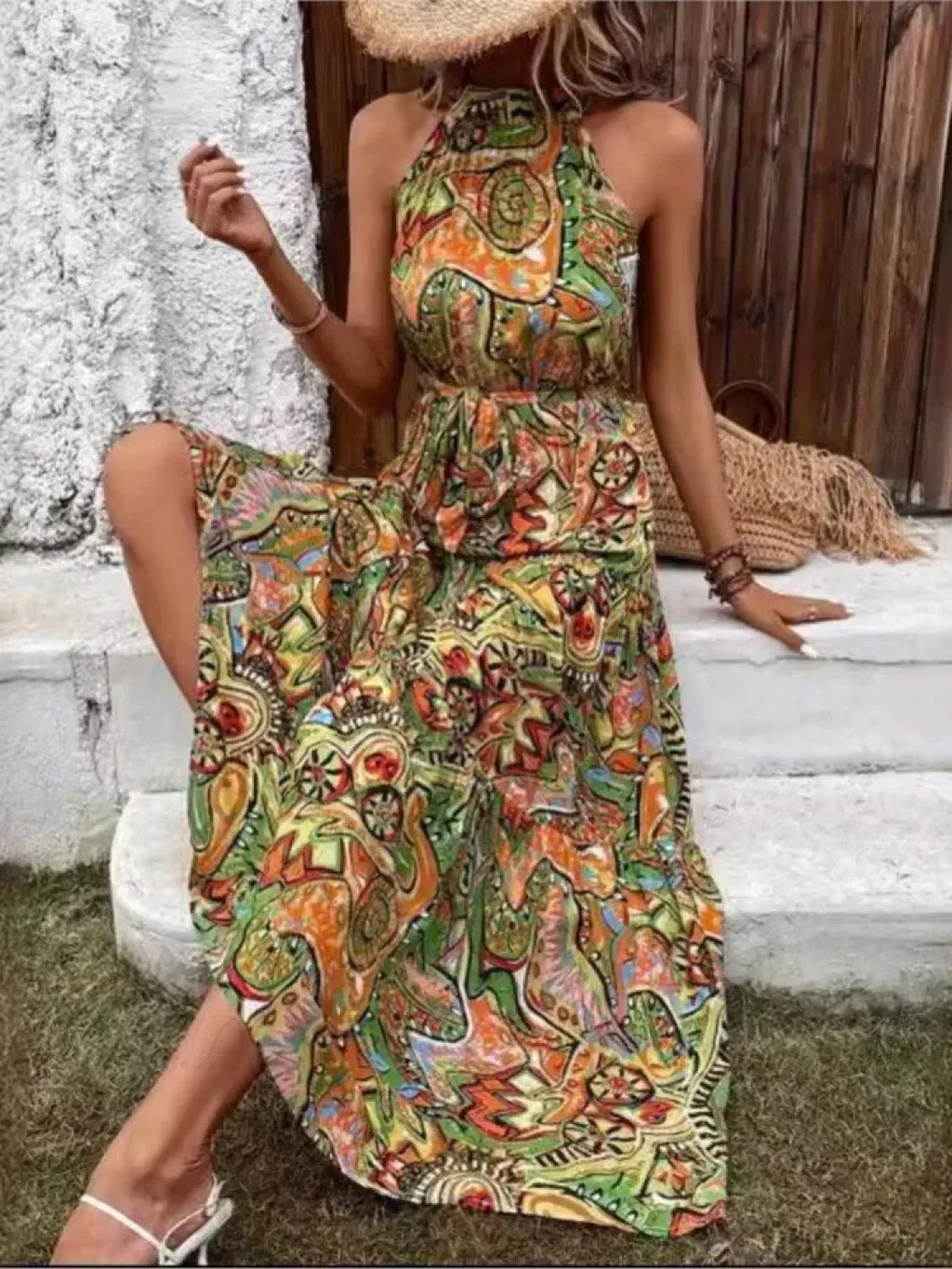 Sexy Vintage Hanging Neck Boho Dress image 4