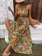 Sexy Vintage Hanging Neck Boho Dress image 4