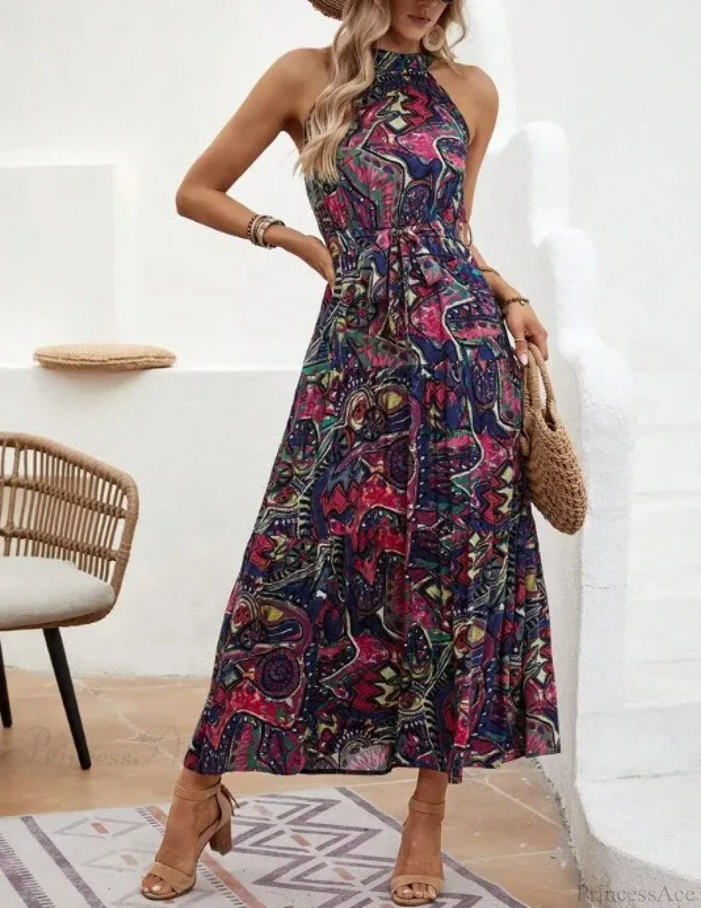 Sexy Vintage Hanging Neck Boho Dress image 7