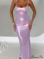 Sexy Women Bodycon Solid Metallic Sleeveless Strap Summer Backless Party Female Vestidos Streetwear image 5