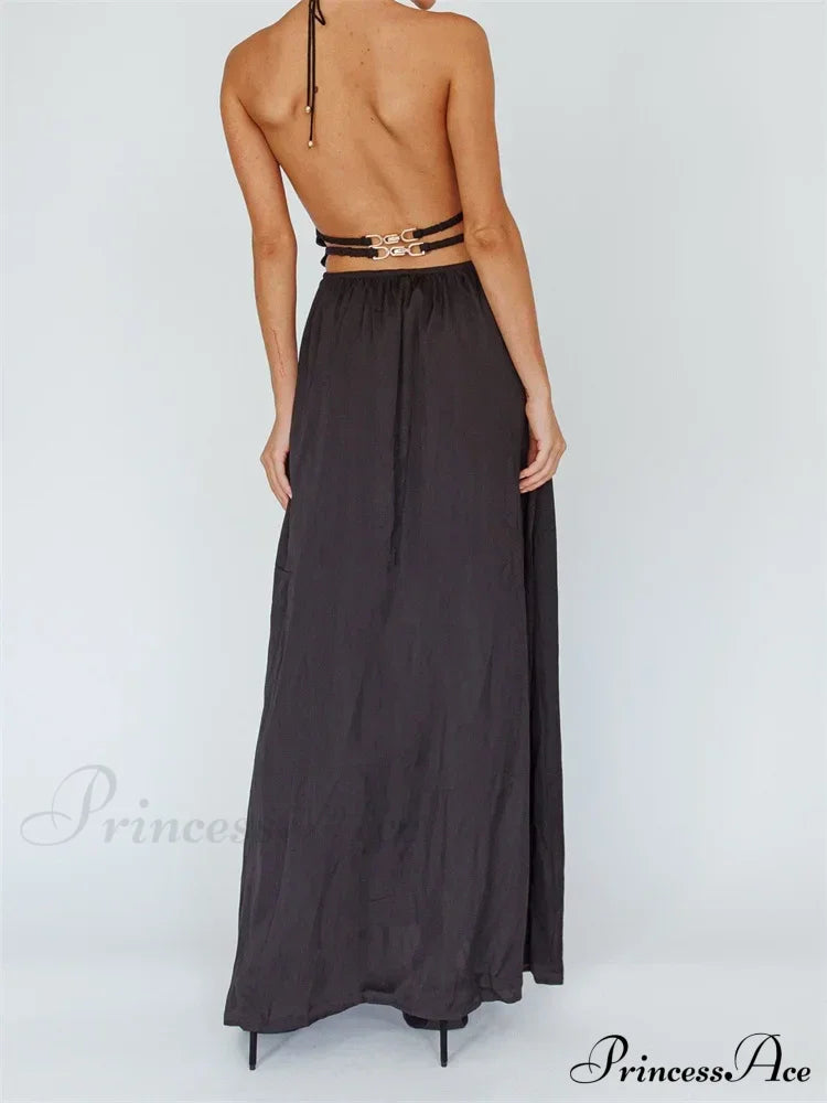Sexy Women Halter Tie-up Sleeveless Backless Solid Color Cocktail Formal Party Ruched Vestidos image 2