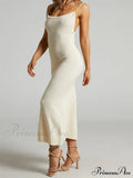 Sexy Women Knitted Summer Solid Color Sleeveless Spaghetti Strap Low Cut O-neck Backless Vestidos image 7