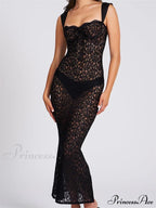 Sexy Women Lace Floral Sling Mesh See-Through Sleeveless Strap Low Cut Summer Backless Party Vestido image 1