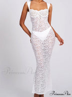 Sexy Women Lace Floral Sling Mesh See-Through Sleeveless Strap Low Cut Summer Backless Party Vestido image 7