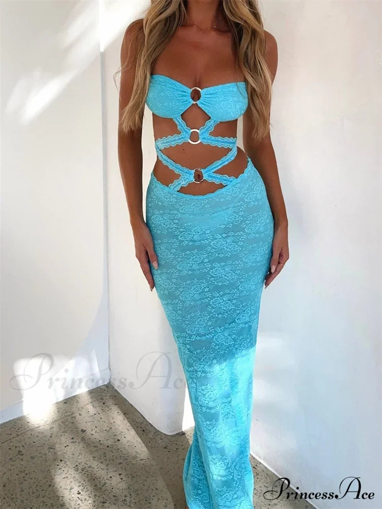Sexy Women Lace Hollow-Out Strapless Off Shoulder Tube Summer Backless Fashion Party Female Vestidos image 6