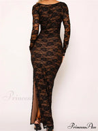 Sexy Women Lace Sleeve Low Cut Deep V-neck Party Club with Bra Summer High Split Vestidos image 3
