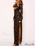 Sexy Women Lace Sleeve Low Cut Deep V-neck Party Club with Bra Summer High Split Vestidos image 4