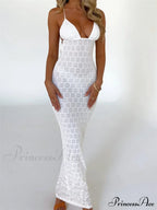 Sexy Women Mesh Sheer See Through Lace Patchwork Backless Deep V-neck Slim Fit Party Beachwear image 5