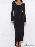 Sexy Women Mesh Sleeve Backless Ruched Lace-up Solid Color Party Female Irregular Hem Vestidos image 5