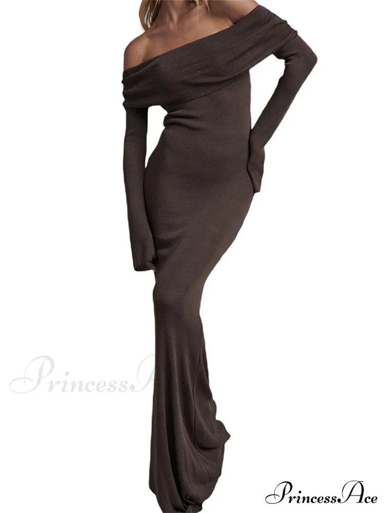 Sexy Women Slash Neck Off Shoulder Party Formal Spring Autumn Sleeve Slim Solid Female Vestidos image 5