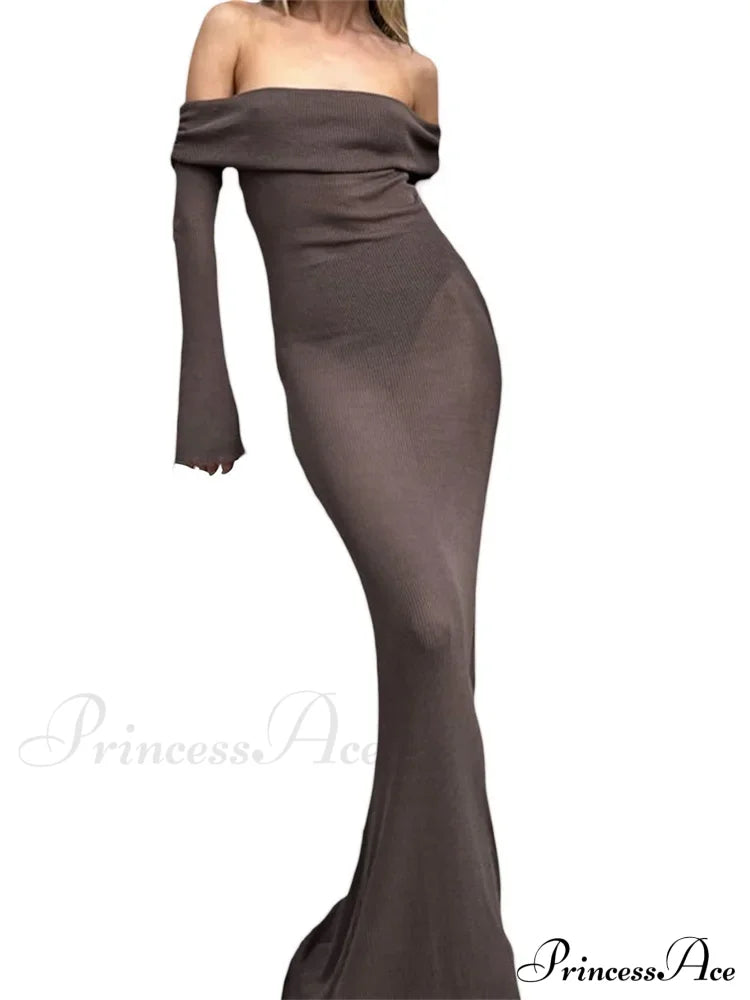 Sexy Women Slash Neck Off Shoulder Party Formal Spring Autumn Sleeve Slim Solid Female Vestidos image 6