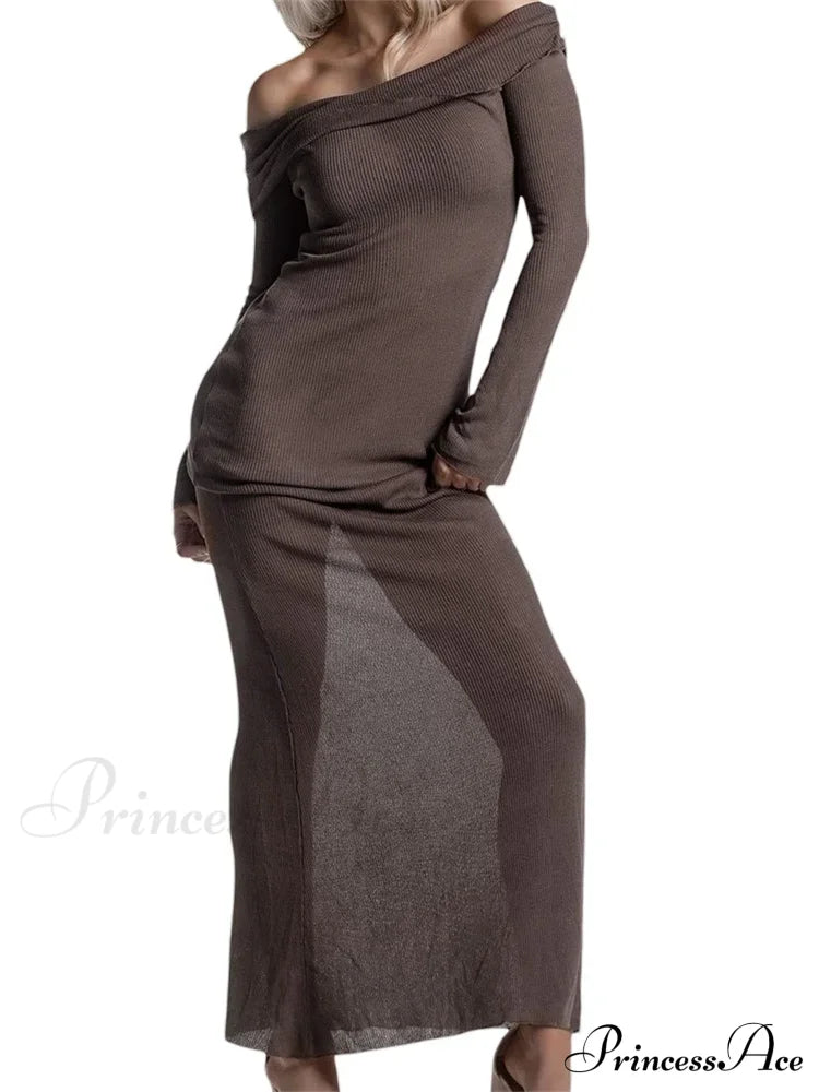 Sexy Women Slash Neck Off Shoulder Party Formal Spring Autumn Sleeve Slim Solid Female Vestidos image 4