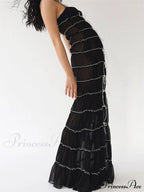 Sexy Women Sleeveless Casual Sling Spaghetti Strap See Through Tie-up Sexy Y2K Party Vestidos image 5
