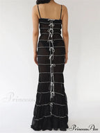 Sexy Women Sleeveless Casual Sling Spaghetti Strap See Through Tie-up Sexy Y2K Party Vestidos image 2