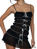Sexy Women Sleeveless Casual Sling Spaghetti Strap See Through Tie-up Sexy Y2K Party Vestidos image 7