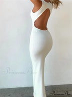 Sexy Women Sleeveless Evening White Backless Hollow Out Summer Party Club Female Vestidos Streetwear image 2