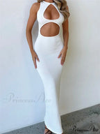 Sexy Women Sleeveless Evening White Backless Hollow Out Summer Party Club Female Vestidos Streetwear image 1