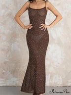 Sexy Women Sleeveless Strap Slim Sparkle Rhinestone Low Cut Trumpet Summer Party Female Vestido image 6