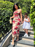 Sexy Y2K Floral Print Backless Bodycon Midi Dress image 5