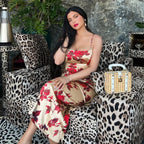 Sexy Y2K Floral Print Backless Bodycon Midi Dress image 6