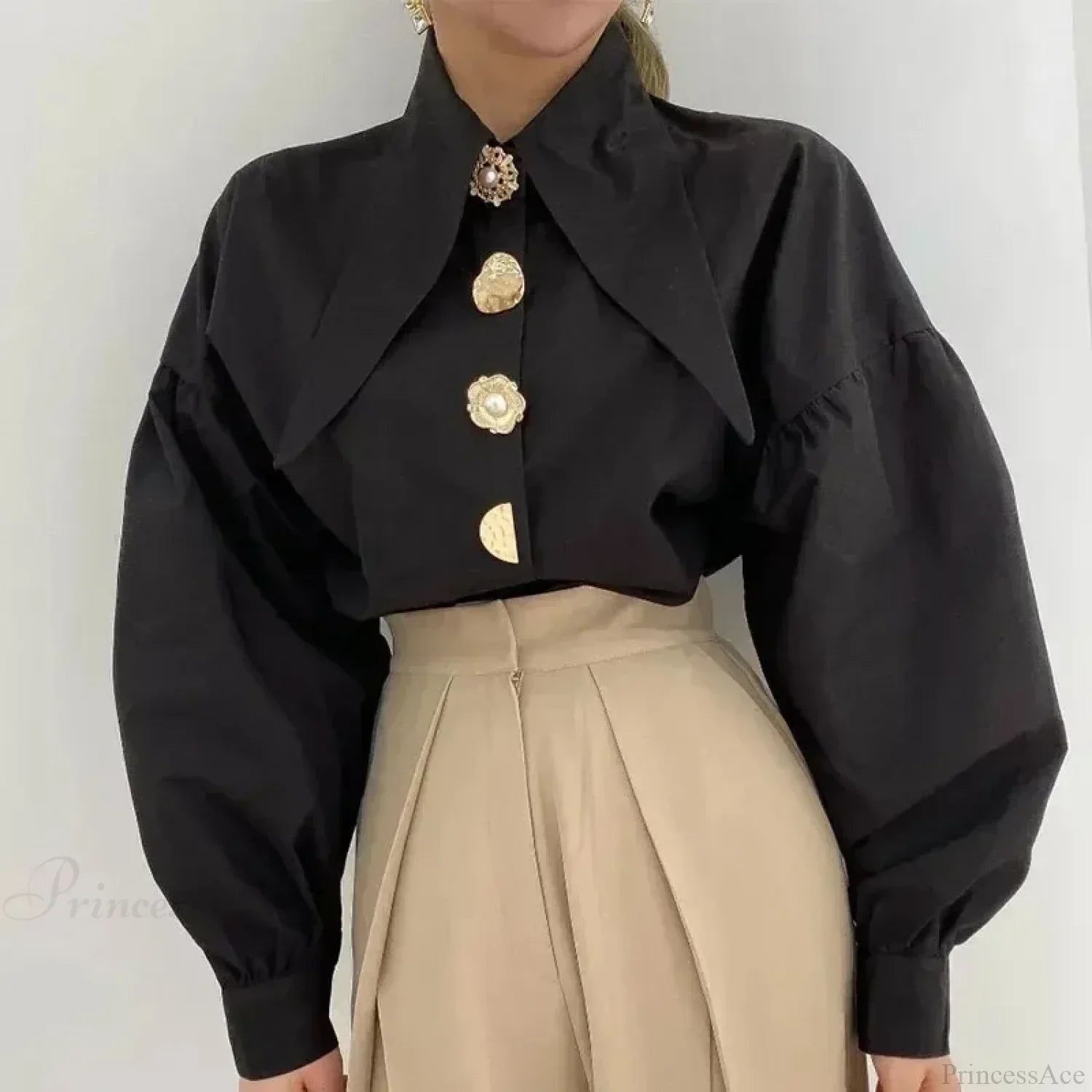 Sharp Corner Cotton Long Sleeve Office Blouse image 3