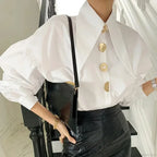 Sharp Corner Cotton Long Sleeve Office Blouse image 2