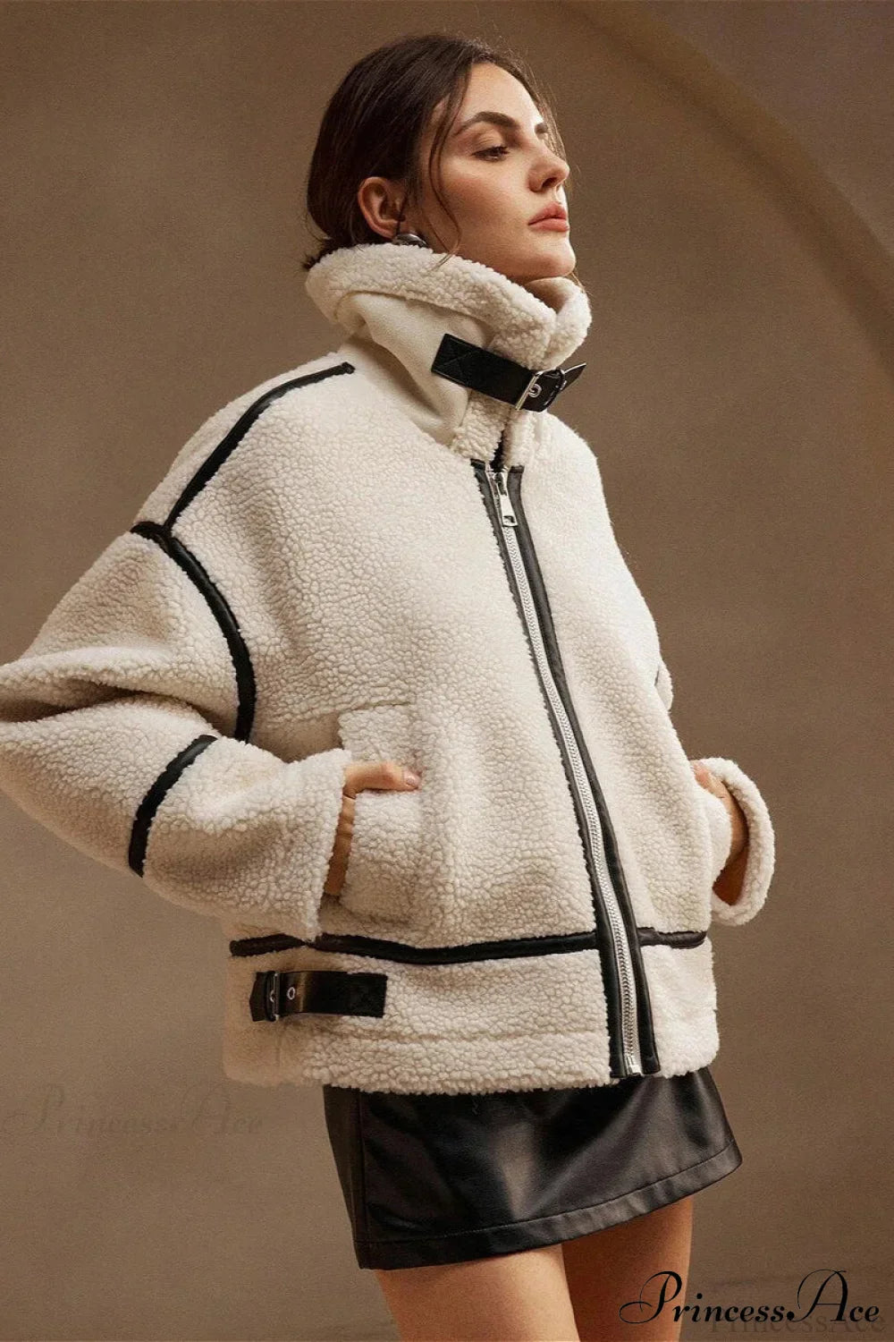 Shearling Biker Thick Fleece Coat image 1