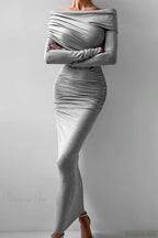 Sheath Off Shoulder Sleek Maxi Dress image 2